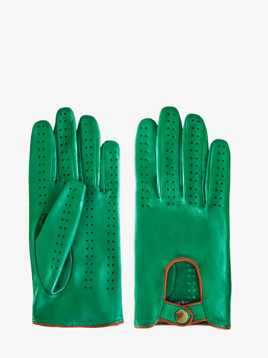 Clearance PAUL MARIUS Gants Pilote Femme - Vert / Naturel