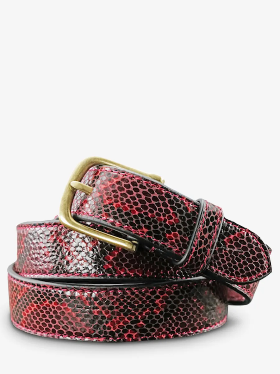 Best PAUL MARIUS LaCeinture à Boucle Python - Rouge Grenat