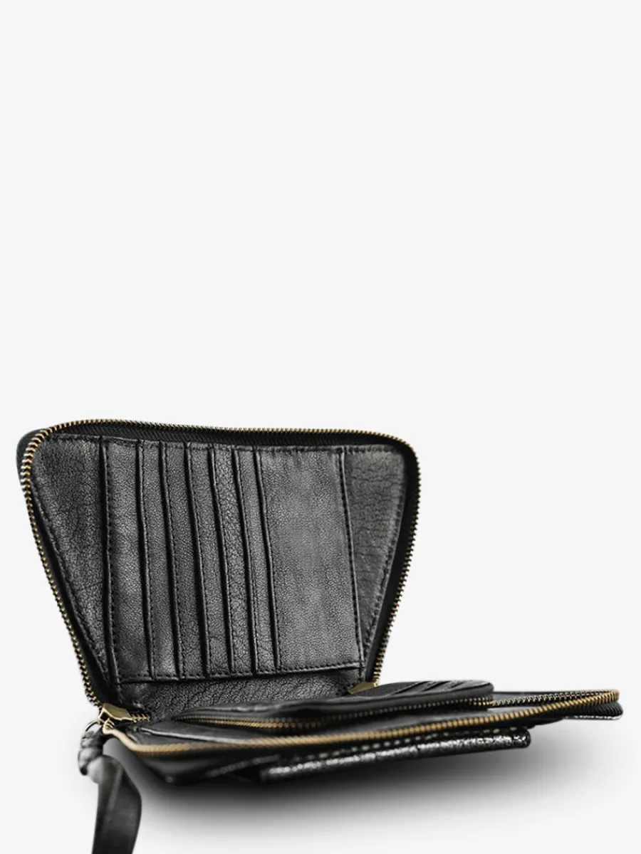 Sale PAUL MARIUS LePortefeuille Emma Python - Argenté / Noir